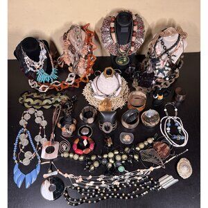 Vintage Southwestern Tribal Jewelry Lot 58 Pieces Boho Ethnic Statement Wearable